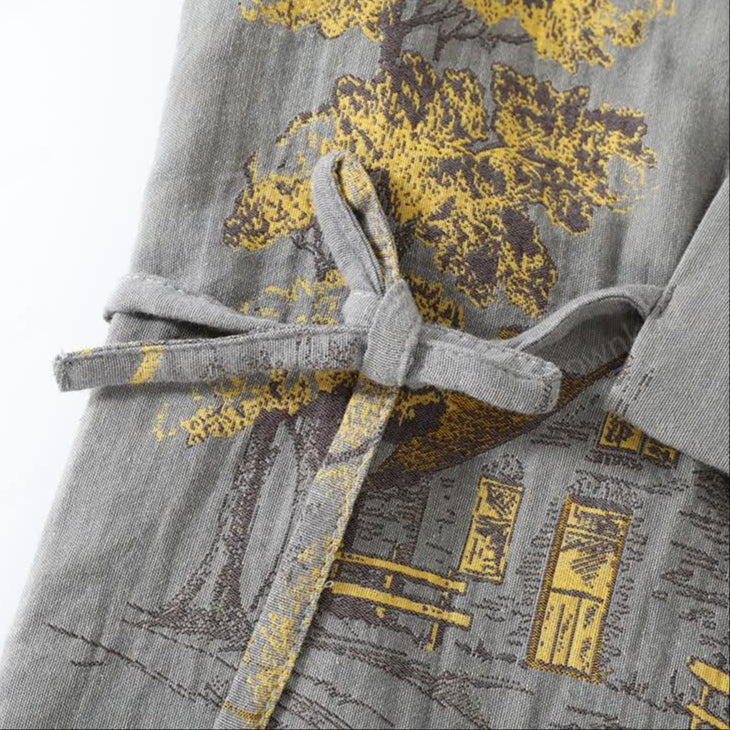 Neutrales Baumwoll-Kimono-Pyjamaset