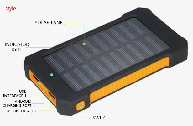 Solarbetriebene PowerBank | Tragbares Wasserdichtes Solarladegerät