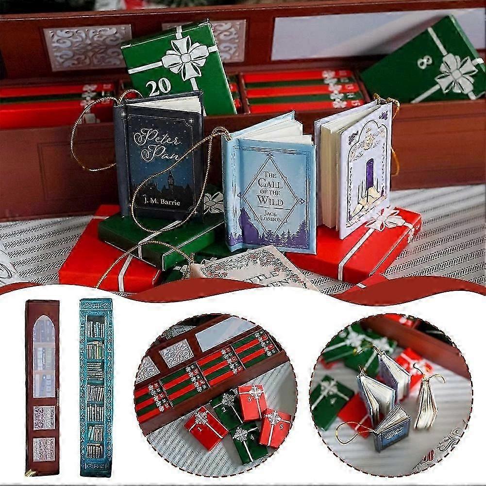 BookNest | Mini Buch Ornament Adventskalender 2025 für Literaturfreunde mit 24 Weihnachtsgeschenken