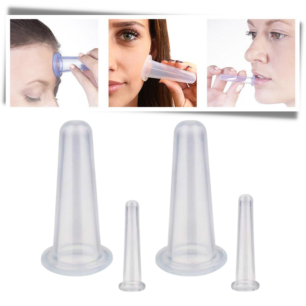 4 Silikonbecher für Gesichts-Massage-Cupping