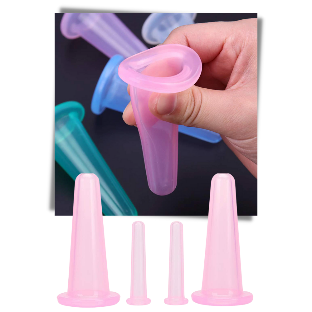 4 Silikonbecher für Gesichts-Massage-Cupping