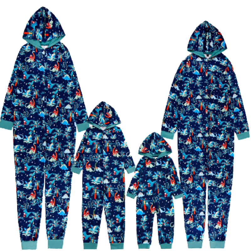 Blaue Weihnachten Kapuzen-Pyjamas für die ganze Familie