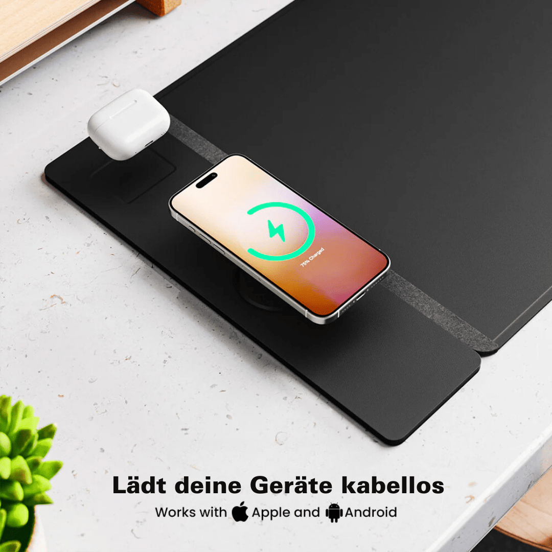 MagCharge 3-in-1 Magnetische Drahtlose Lade-Mauspad | Laden, Arbeiten und Leuchten