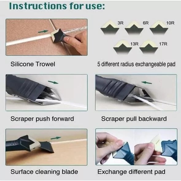 SealMaster 5-in-1 Silikon-Schaber-Werkzeugsatz | Perfekte Abdichtungen leicht gemacht