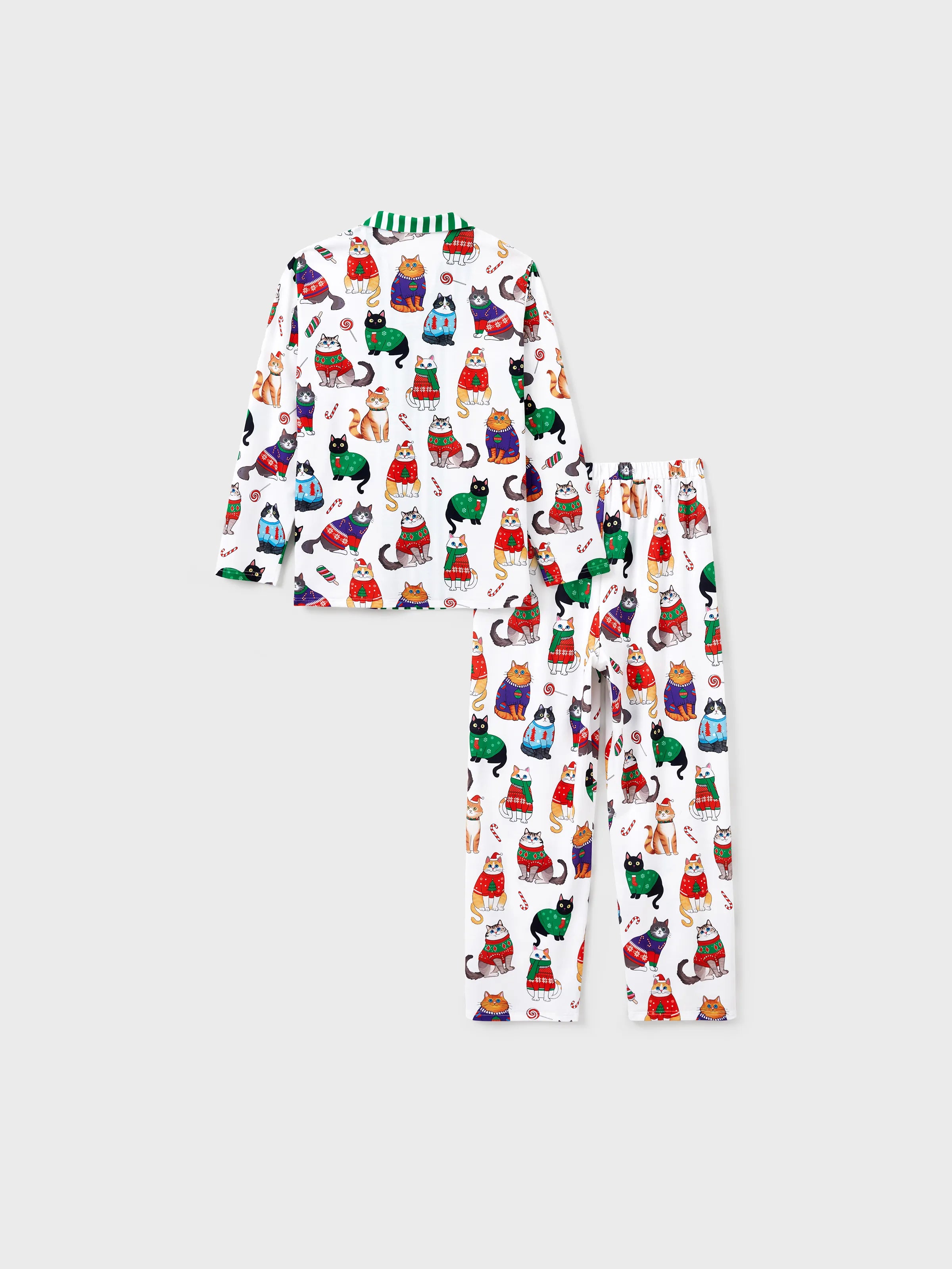 MeowJams | Weihnachts Familien Pyjama Set Katzenprint mit Passenden Socken Multicolor