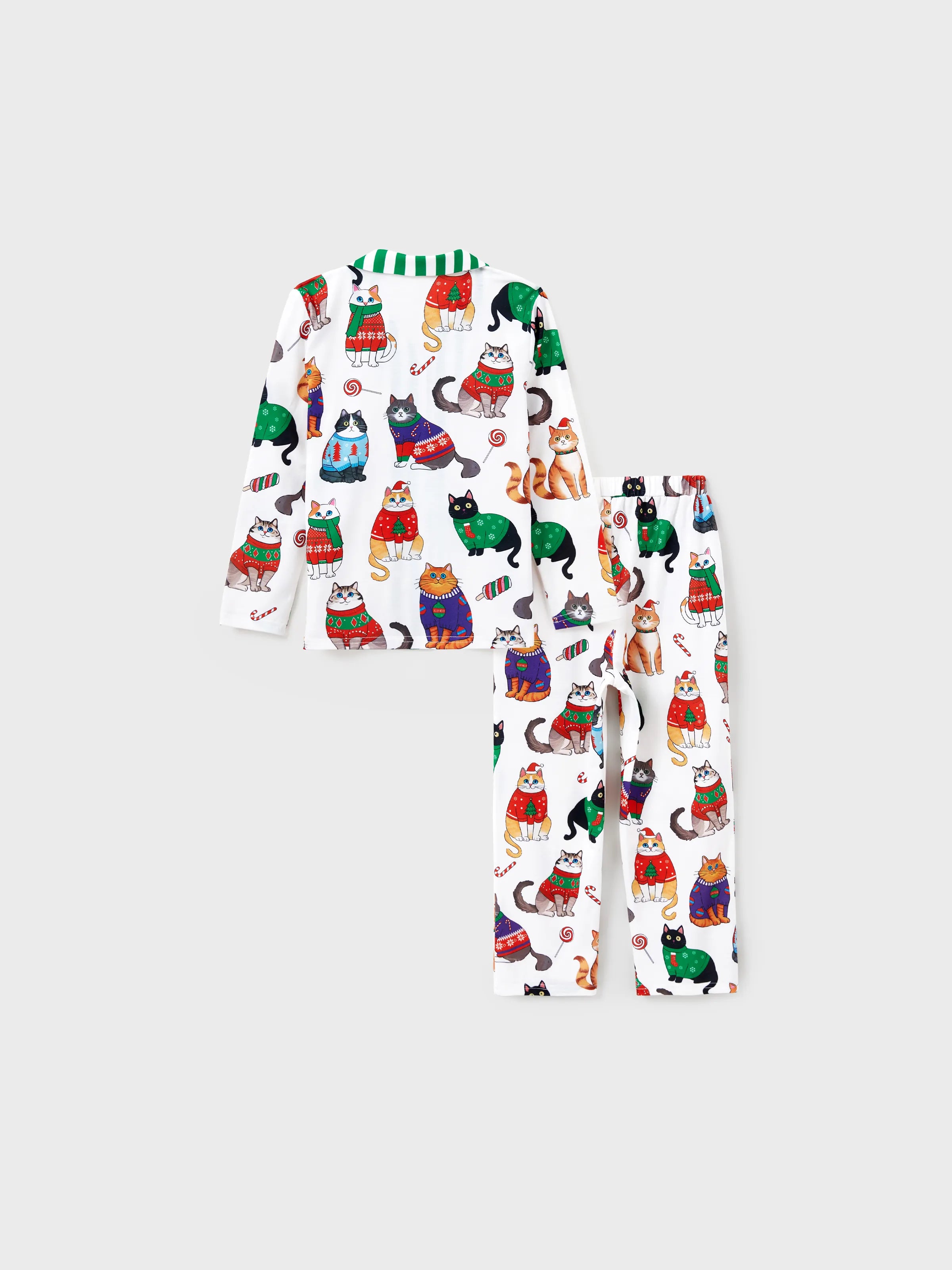 MeowJams | Weihnachts Familien Pyjama Set Katzenprint mit Passenden Socken Multicolor