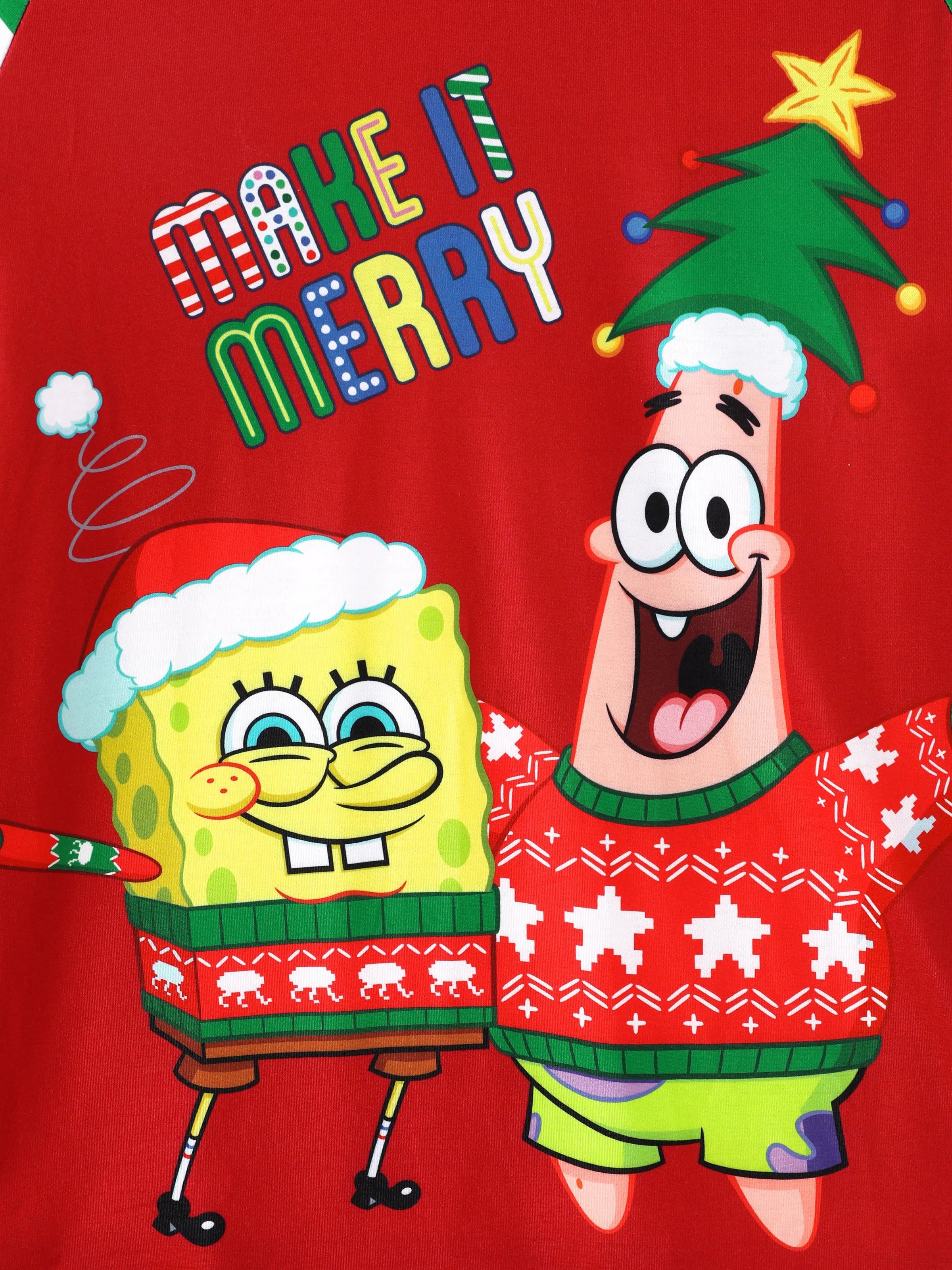 SpongeJams | SpongeBob Schwammkopf Weihnachts Familien Pyjama Set mit Gestreiftem Design und Socken