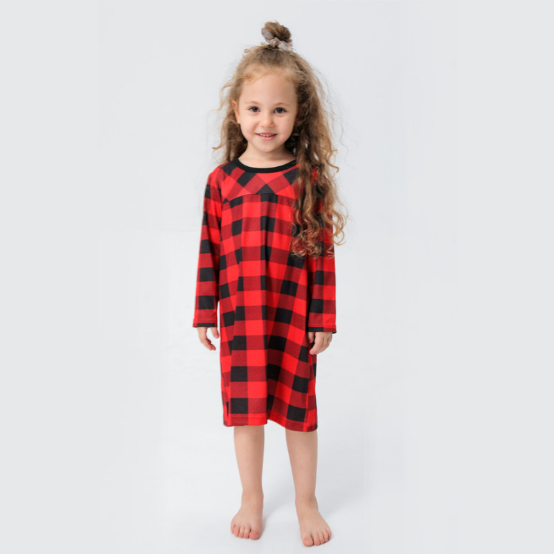 Buffalo Plaid Passende Familien-Weihnachtspyjamas - Hundepyjamas Inklusive
