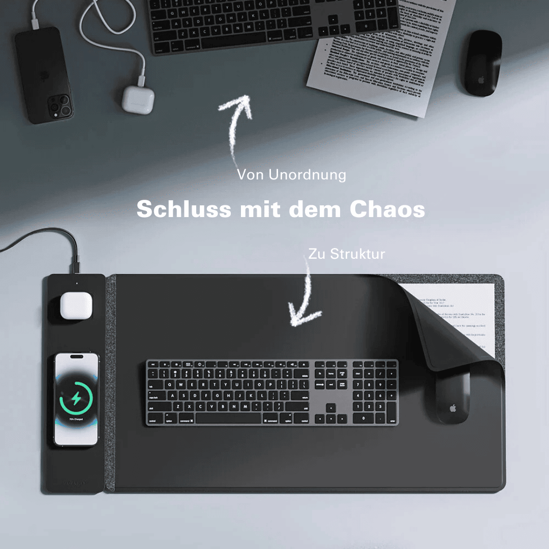 MagCharge 3-in-1 Magnetische Drahtlose Lade-Mauspad | Laden, Arbeiten und Leuchten