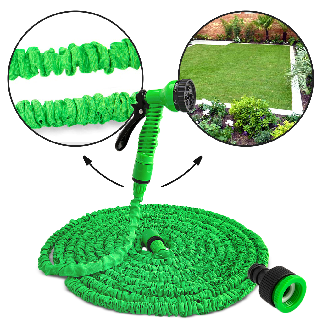 Erweiterbarer Gartenschlauch mit Sprühkopf