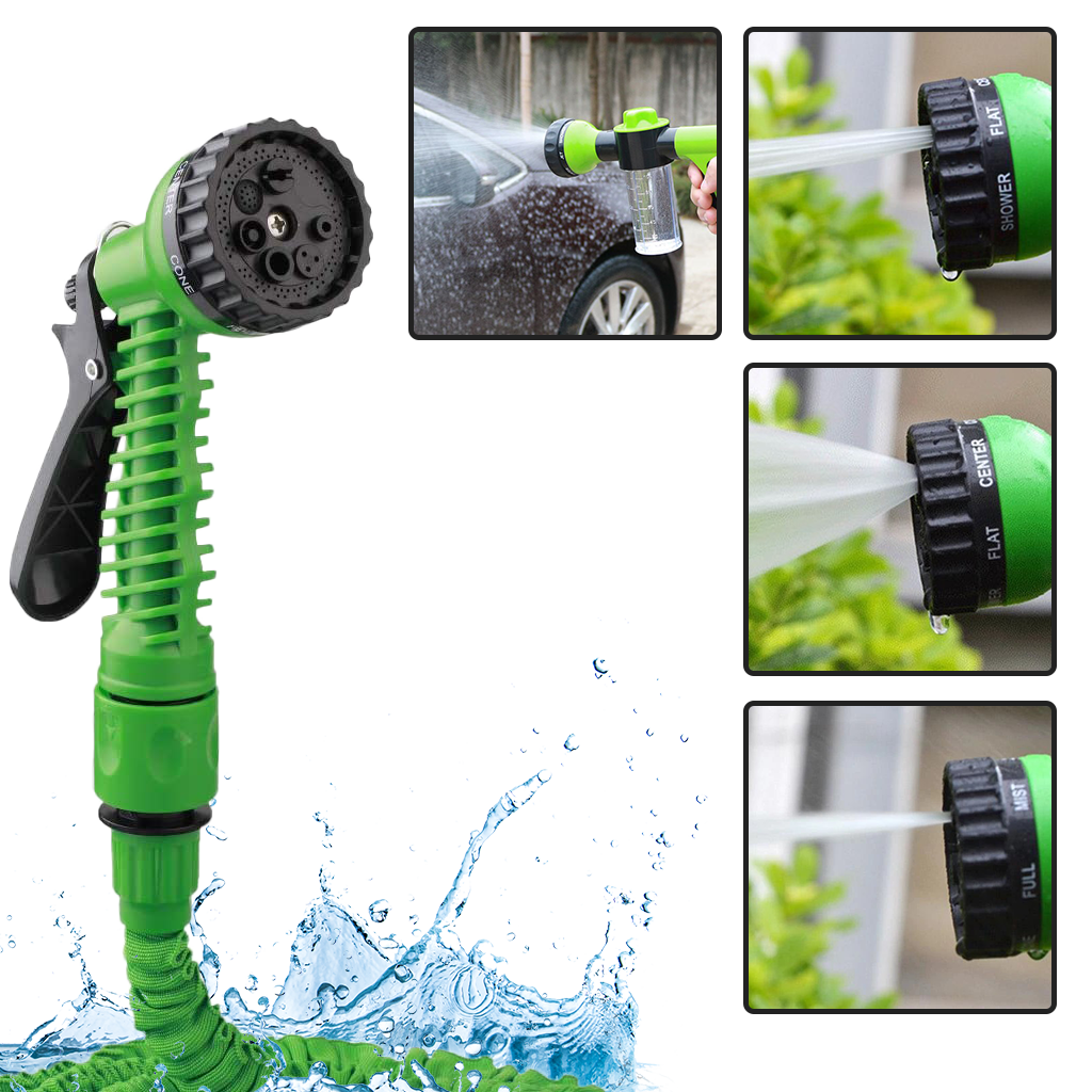 Erweiterbarer Gartenschlauch mit Sprühkopf
