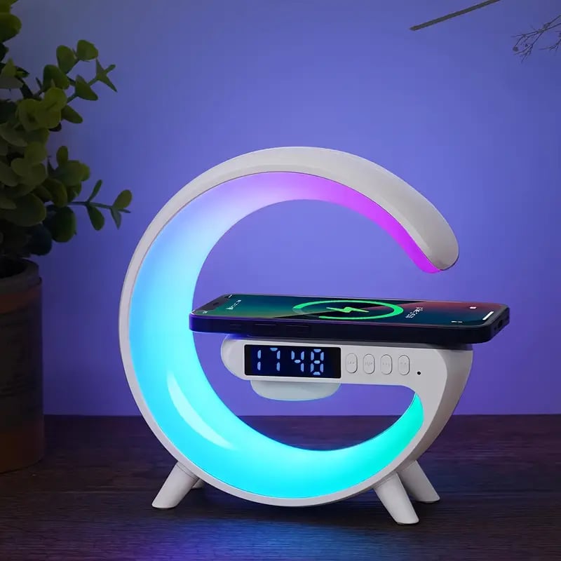 LuxAura Luxe Bluetooth Lautsprecher | Kabelloser Lautsprecher mit stimmungsvoller Beleuchtung und Uhrfunktion