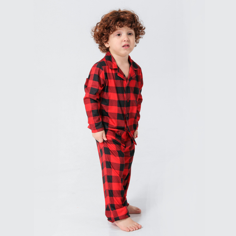 Buffalo Plaid Passende Familien-Weihnachtspyjamas - Hundepyjamas Inklusive