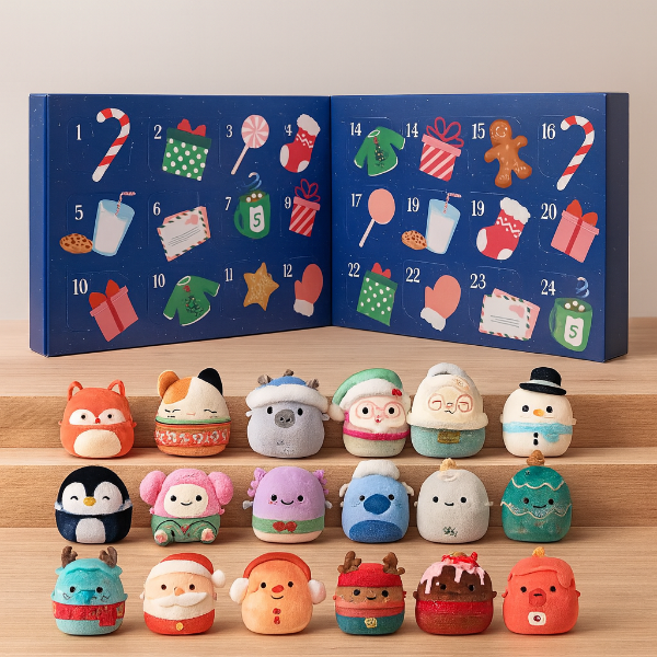 SquishJoy Urlaubsüberraschungsset | Festlicher Adventskalender gefüllt mit kuscheligen Squishmallows!