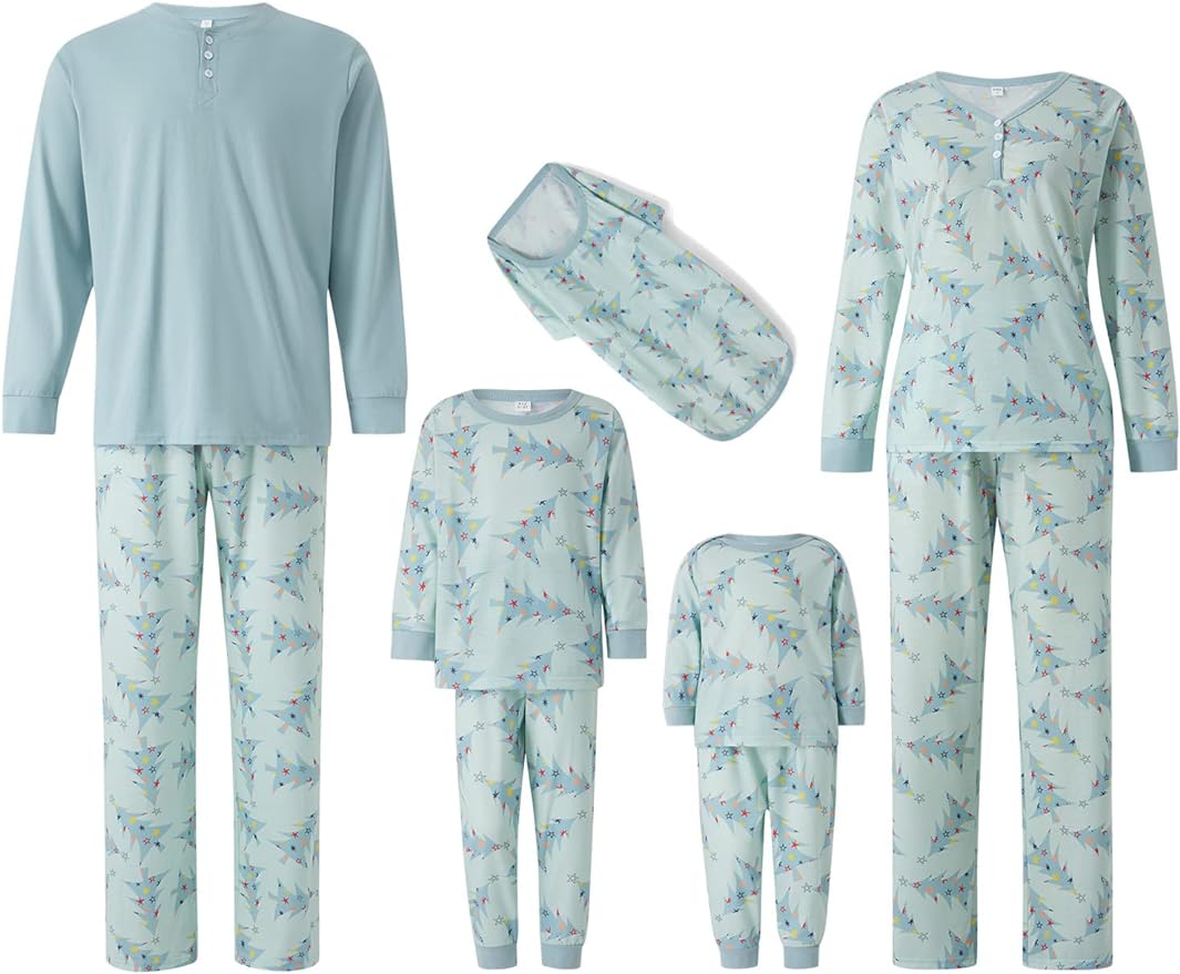 Holly Trees Matching Family Christmas Pajamas | Weihnachts-Pyjamas für Erwachsene, Kinder & Hunde