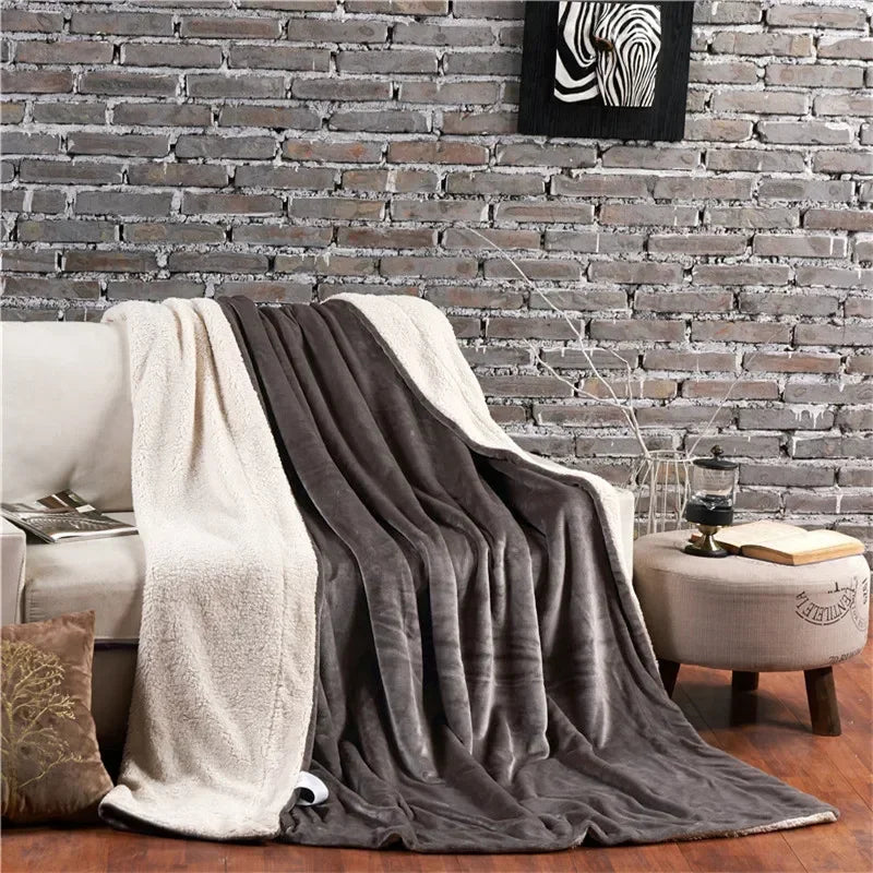 CozyNest Wendbare Woll-Decke – Flanell & Kaschmir Wärmedecke für den Winter