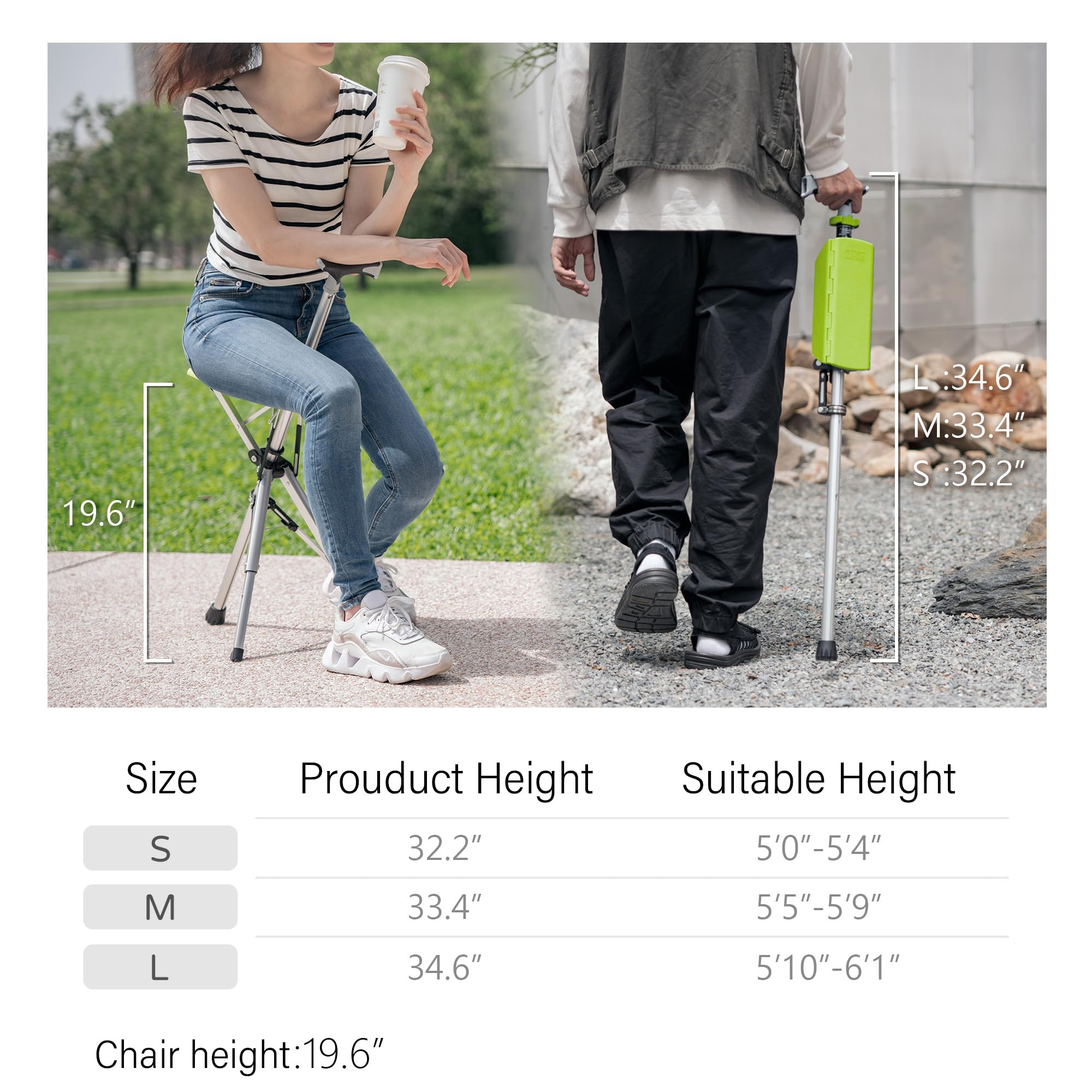 CrutchSeat | Zusammenklappbarer Hocker für Krücken – optimaler Komfort – ergonomisches Design – leicht und tragbar