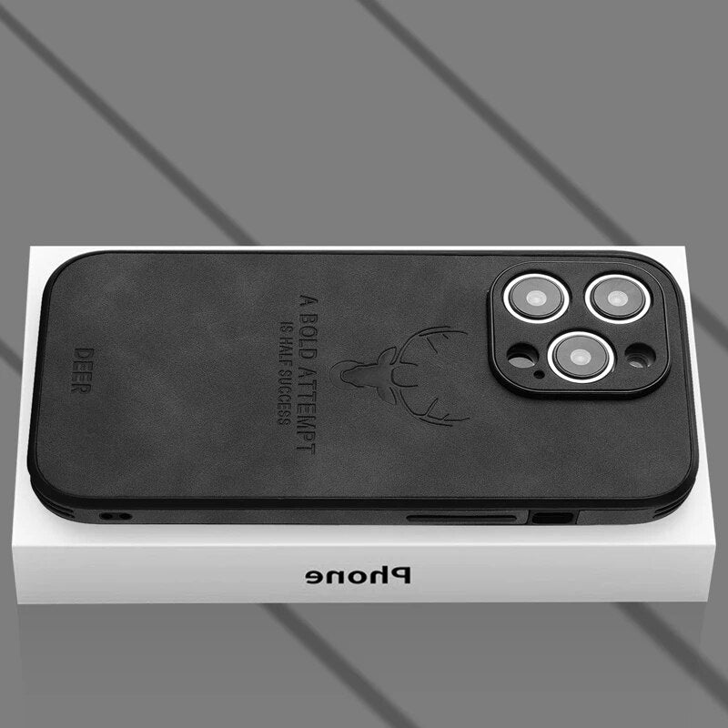 Deer - Luxuriöse Leder-iPhone-Hülle mit stilvollem Design und stoßfester Schutz