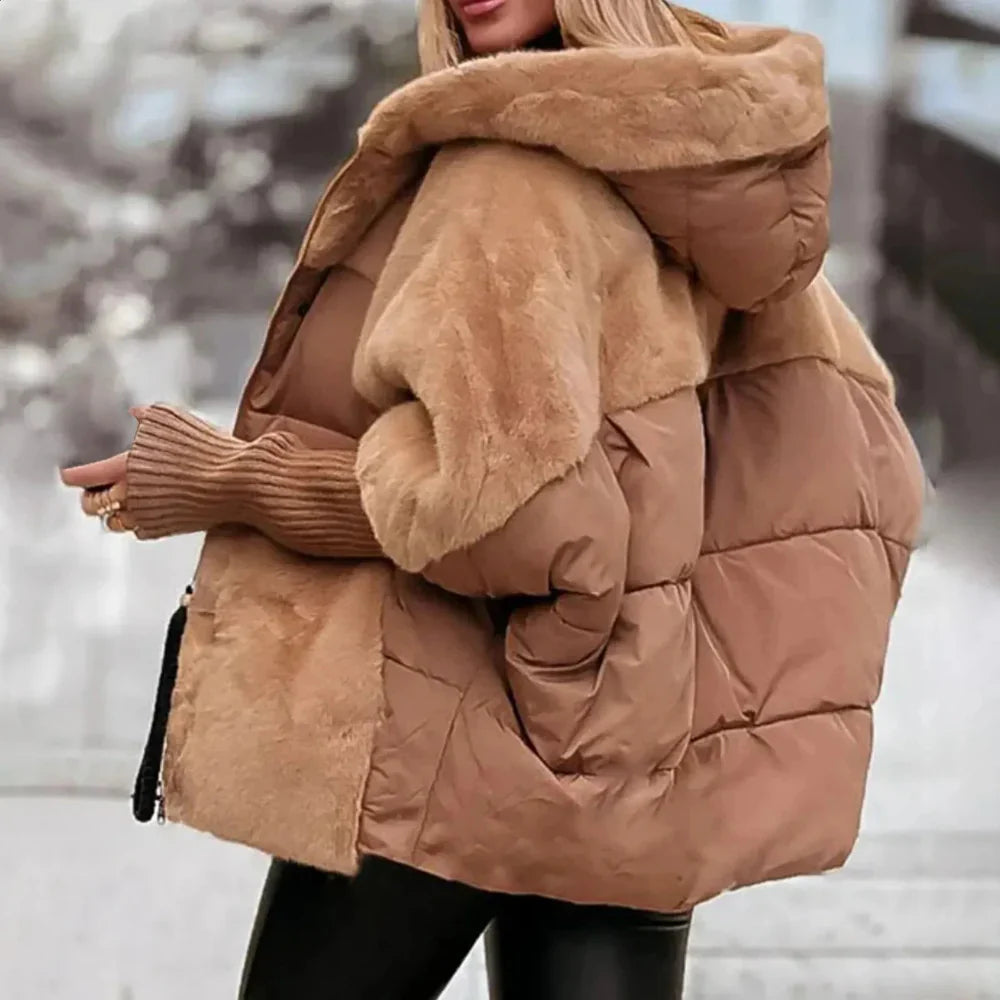 CozyShell Übergröße Damen Pufferjacke – Warme Winterjacke mit Kapuze und dicker Füllung