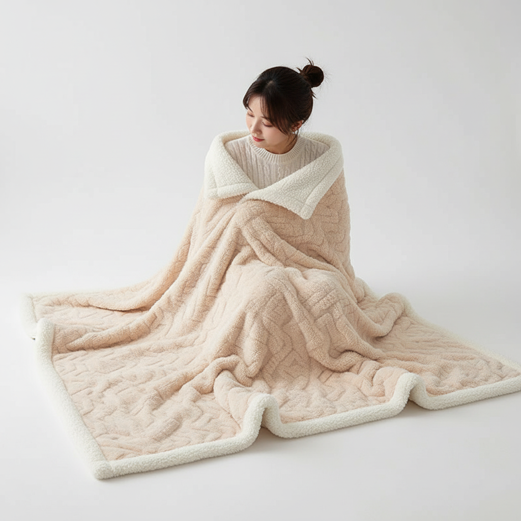 WarmThuis Winterdecke – Luxuriöse Lammwoll-Fleece-Decke mit beidseitigem Design