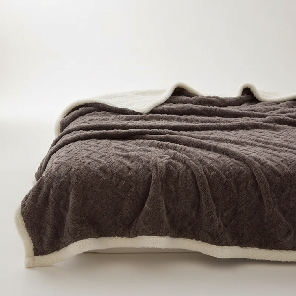 WarmThuis Winterdecke – Luxuriöse Lammwoll-Fleece-Decke mit beidseitigem Design