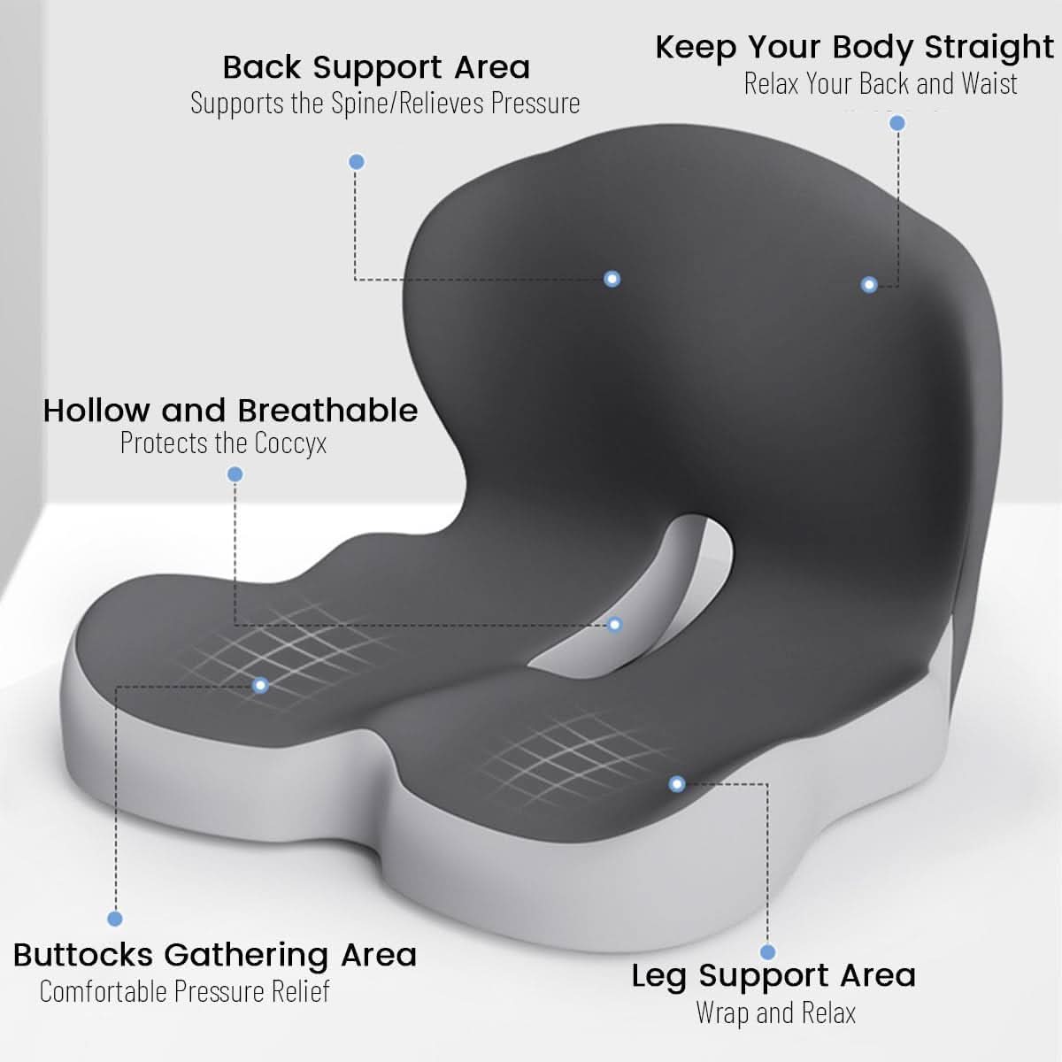 ErgoComfort Sitzkissen – Ergonomisches Memory-Schaumkissen für Rückenstütze und Komfort