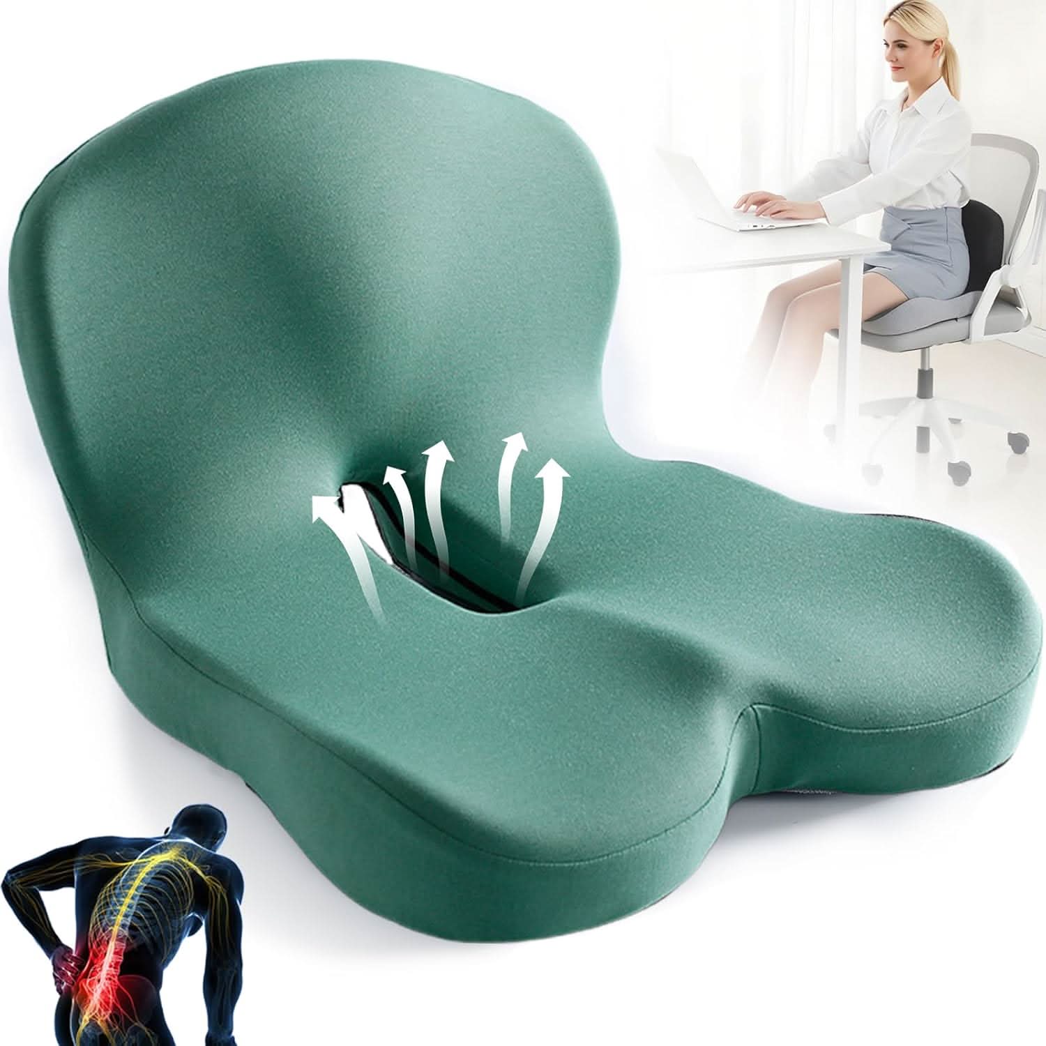 ErgoComfort Sitzkissen – Ergonomisches Memory-Schaumkissen für Rückenstütze und Komfort