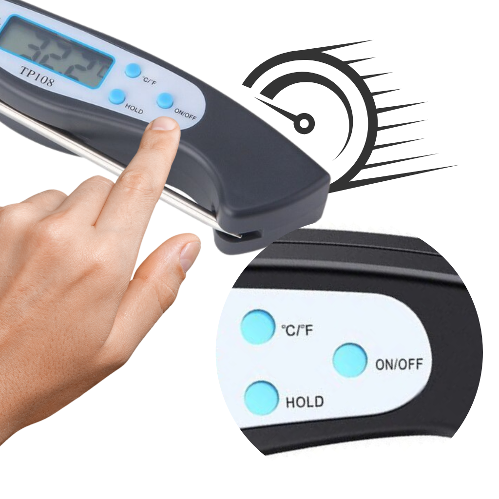 Faltbares digitales Sofort-Lesethermometer für Lebensmittel