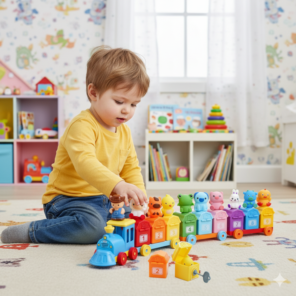 Montessori Bauernhof Lernwagen Kinderspielzeug