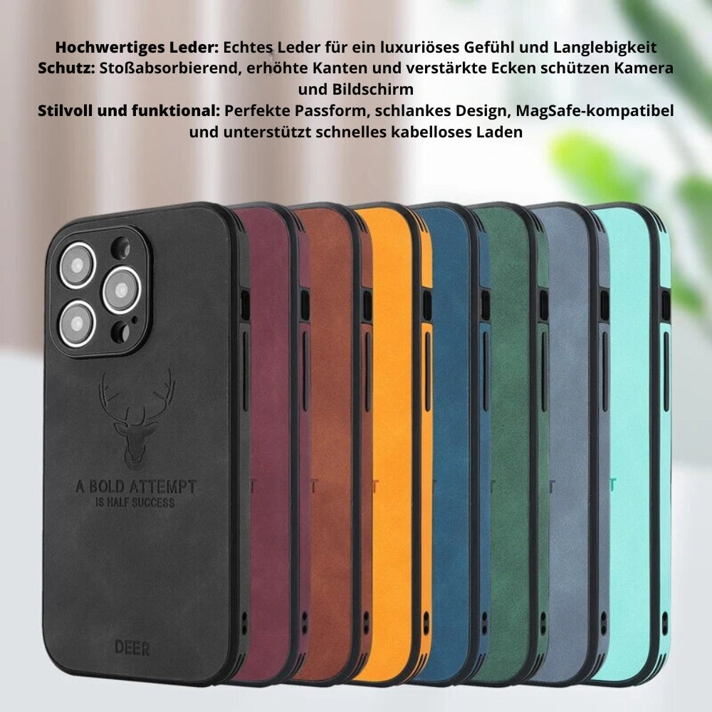 Deer - Luxuriöse Leder-iPhone-Hülle mit stilvollem Design und stoßfester Schutz