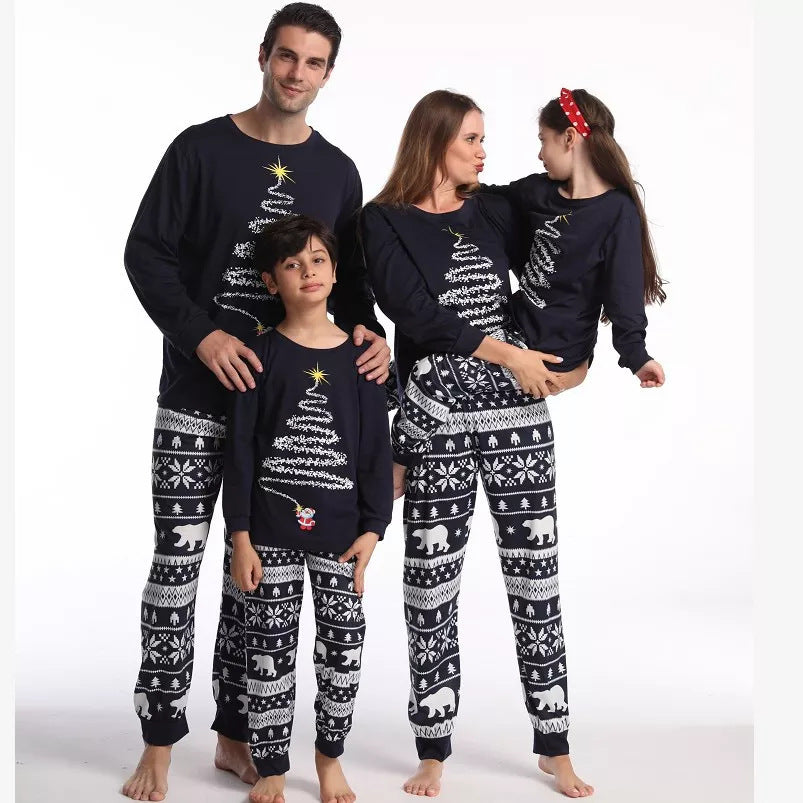 Schwarzer Weihnachtsbaum Druck Passende Familien Weihnachts-Pyjama-Sets