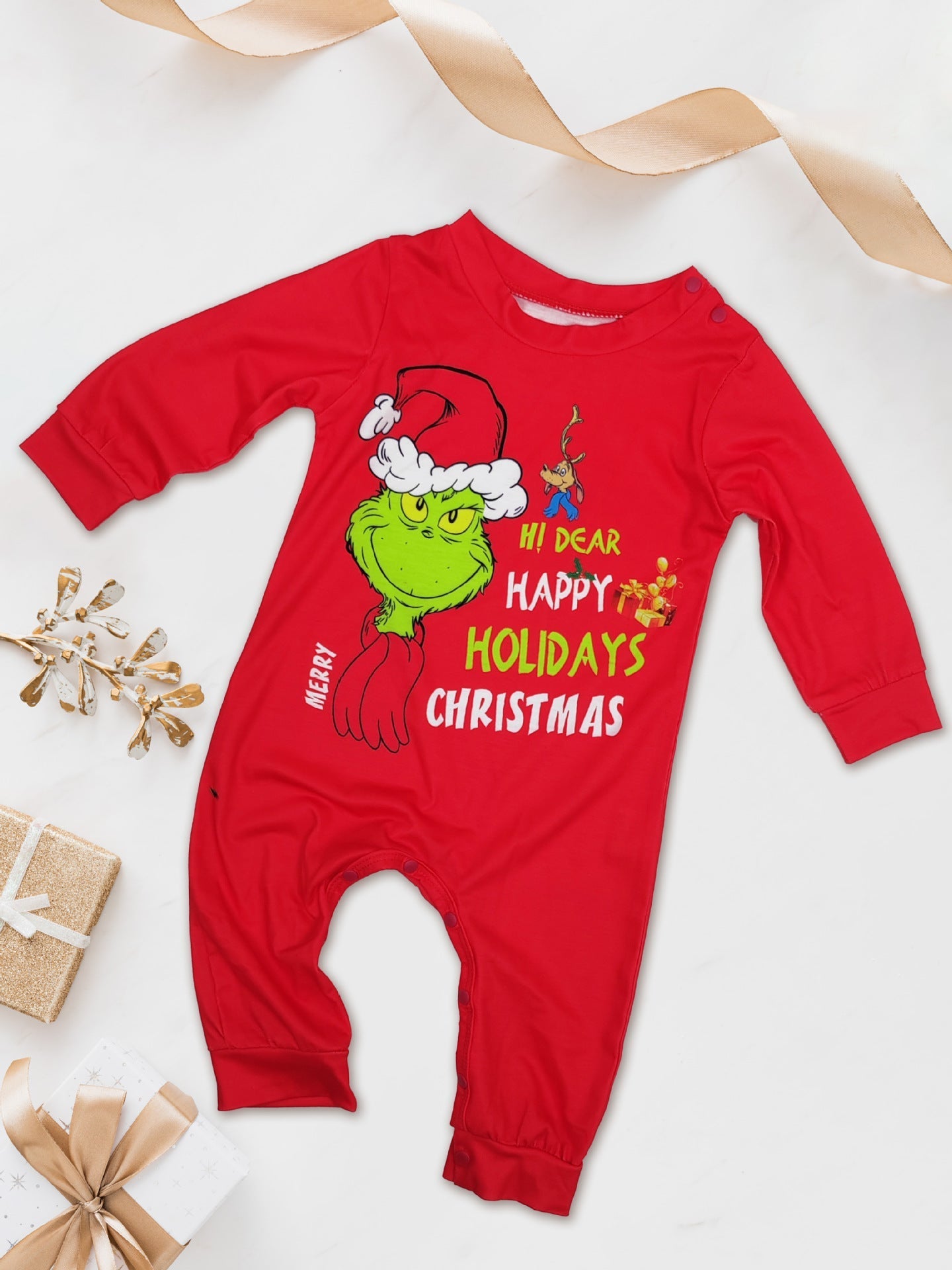 Klassische Grinch passende Familien-Weihnachtspyjamas | Pyjamas für Erwachsene, Kinder & Hunde