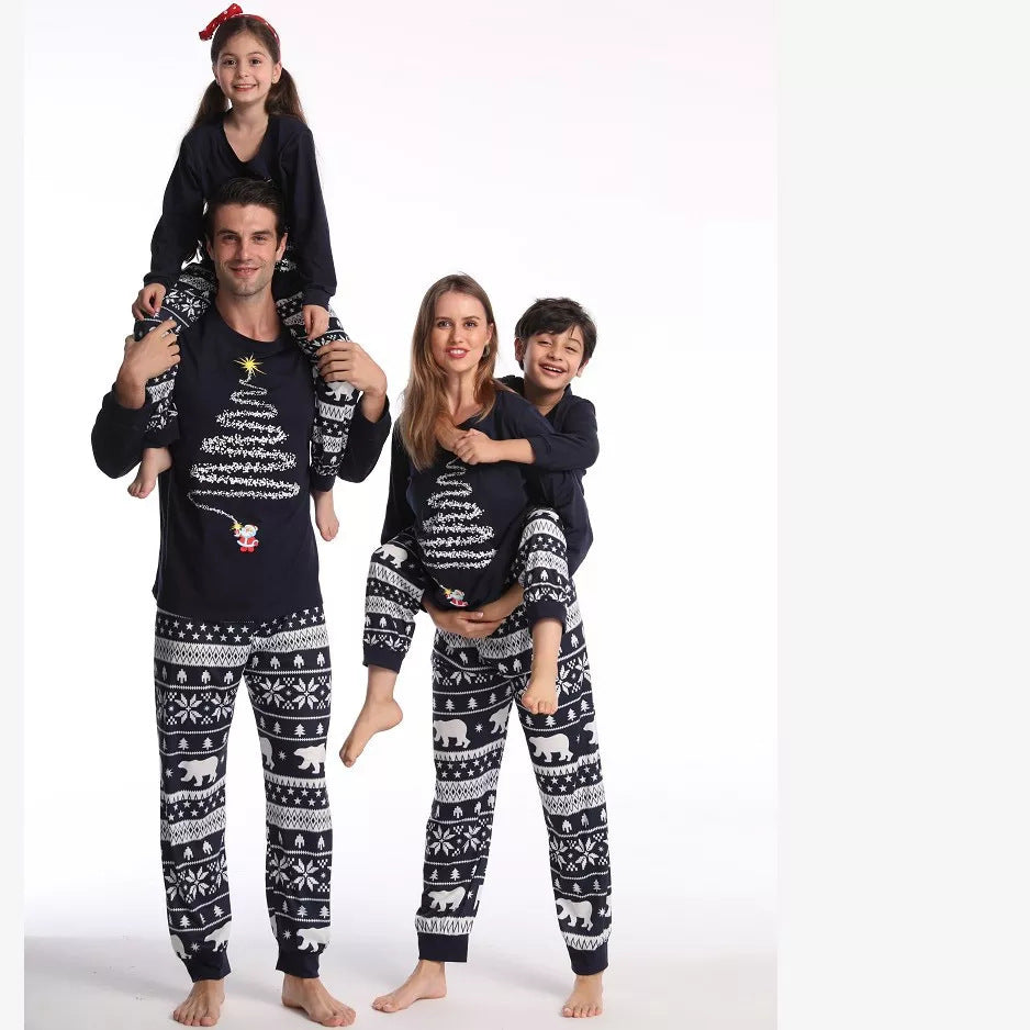 Schwarzer Weihnachtsbaum Druck Passende Familien Weihnachts-Pyjama-Sets