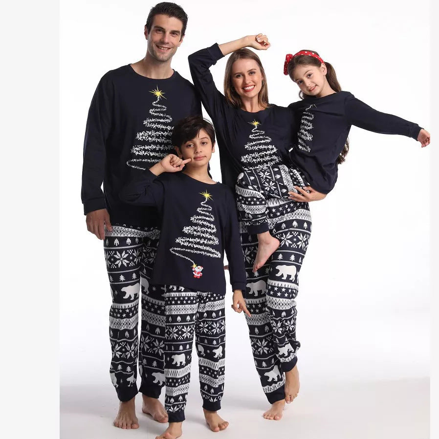 Schwarzer Weihnachtsbaum Druck Passende Familien Weihnachts-Pyjama-Sets