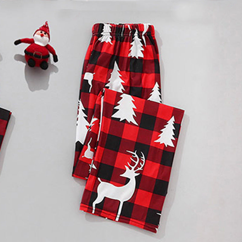 Rotes Karomuster Weihnachtsbaum-Pyjama-Sets für die ganze Familie (mit Hundekleidung für Haustiere)