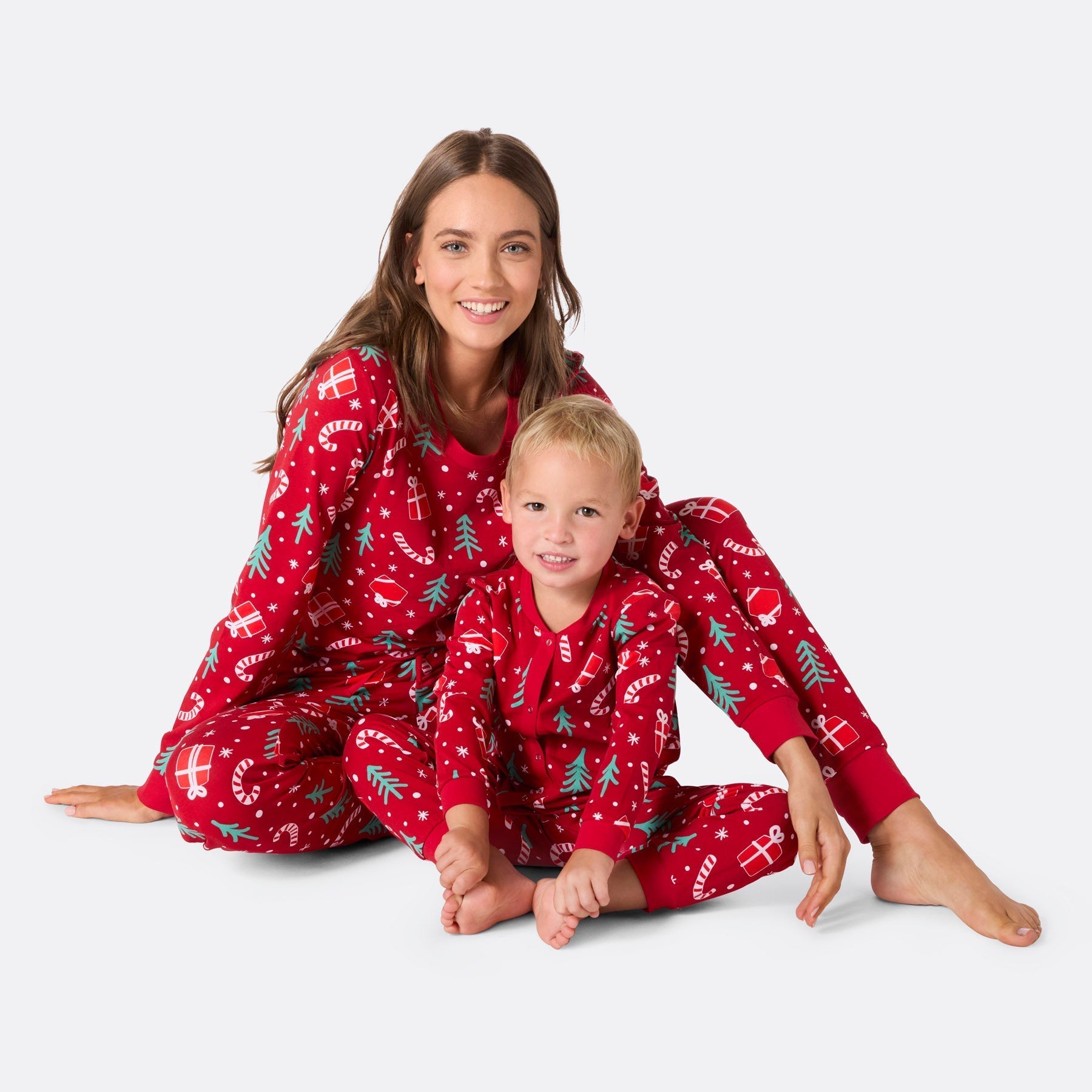 RedJolly | Damen Roter Weihnachtsmuster Pyjama Set für Festlichen Komfort