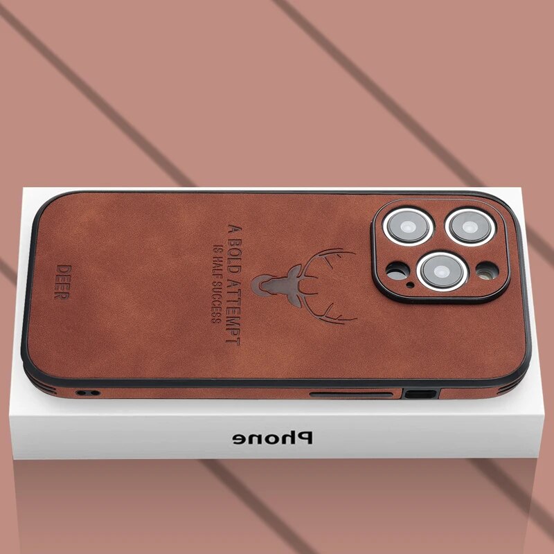 Deer - Luxuriöse Leder-iPhone-Hülle mit stilvollem Design und stoßfester Schutz