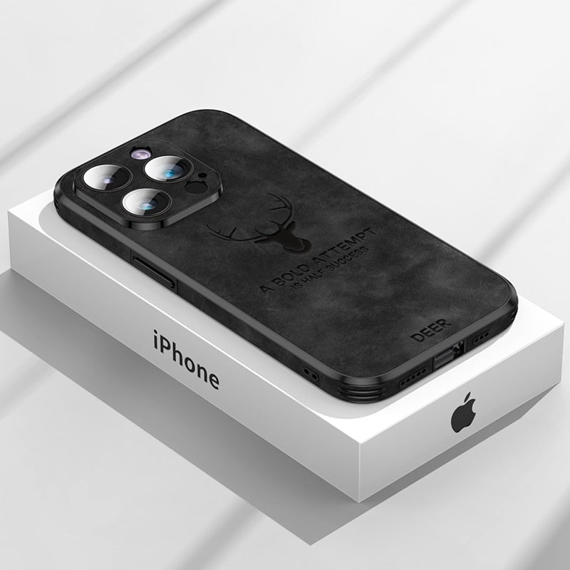 Deer - Luxuriöse Leder-iPhone-Hülle mit stilvollem Design und stoßfester Schutz