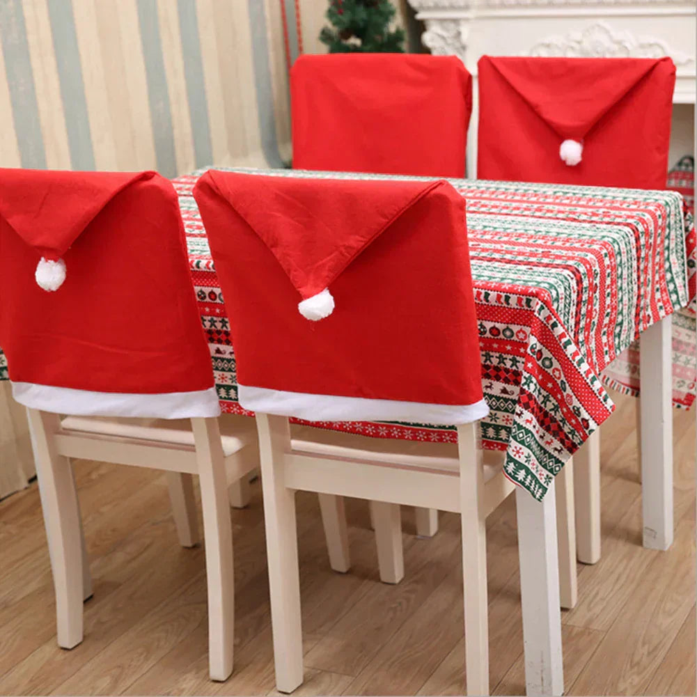 SantaSeat Weihnachts-Stuhlhussen – Set von dekorativen Stuhlhussen mit Weihnachtsmann-Design