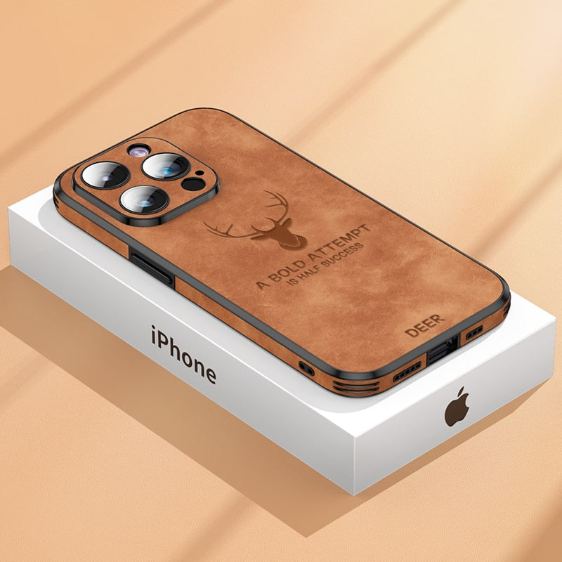 Deer - Luxuriöse Leder-iPhone-Hülle mit stilvollem Design und stoßfester Schutz
