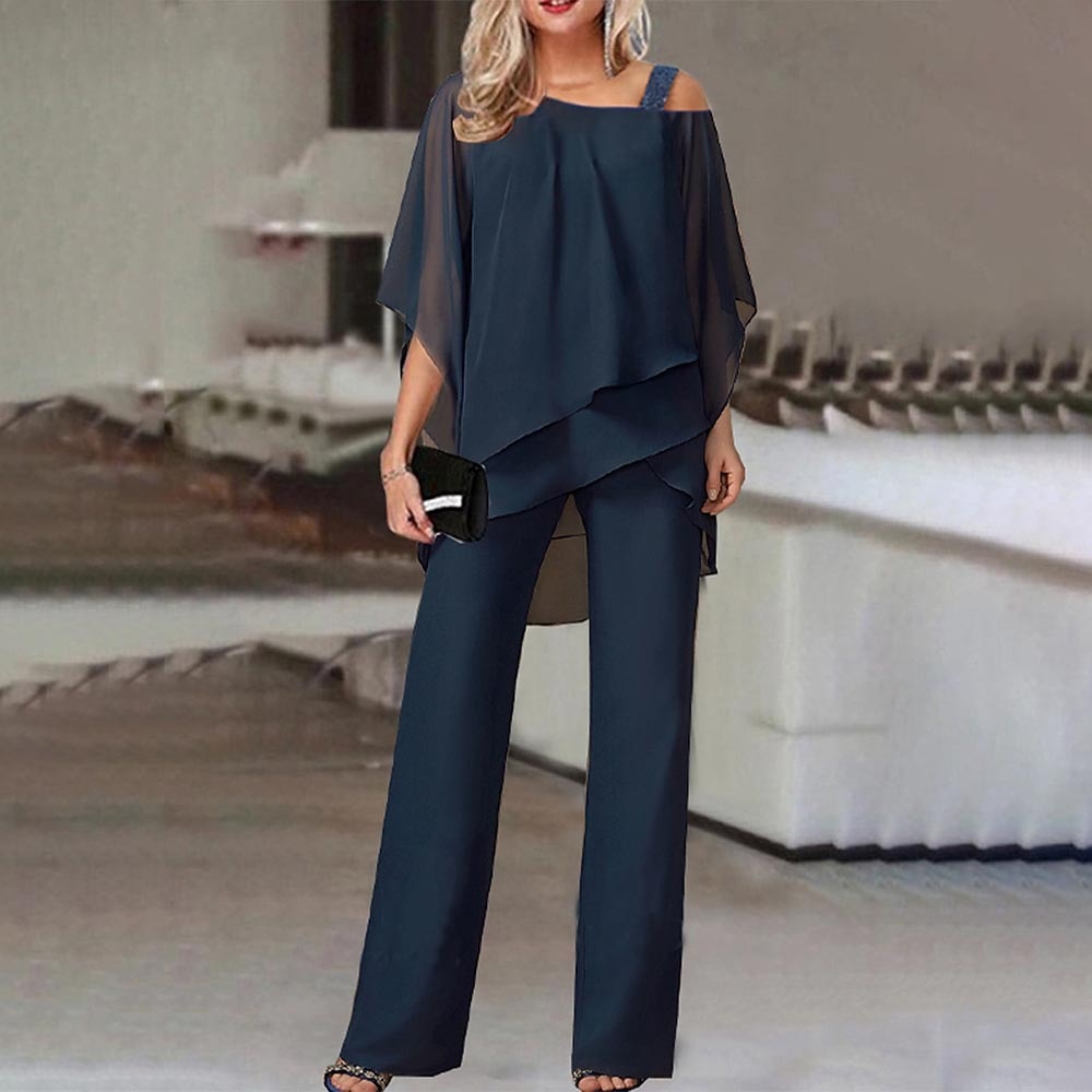 Eleganter Damen Jumpsuit – Cold-Shoulder Overall mit Langen Hosenbeinen