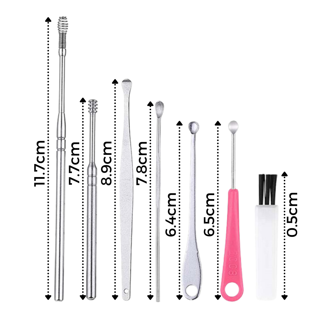 Set von Werkzeugen zur Reinigung von Ohrenschmalz aus Edelstahl
