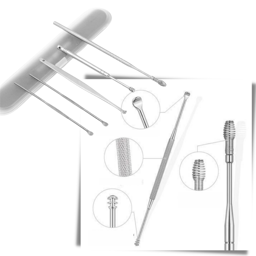 Set von Werkzeugen zur Reinigung von Ohrenschmalz aus Edelstahl