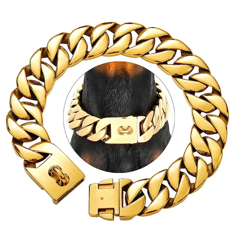 KrachtHals Metall Hundehalsband – Robuste Edelstahl Halsband für große Hunde