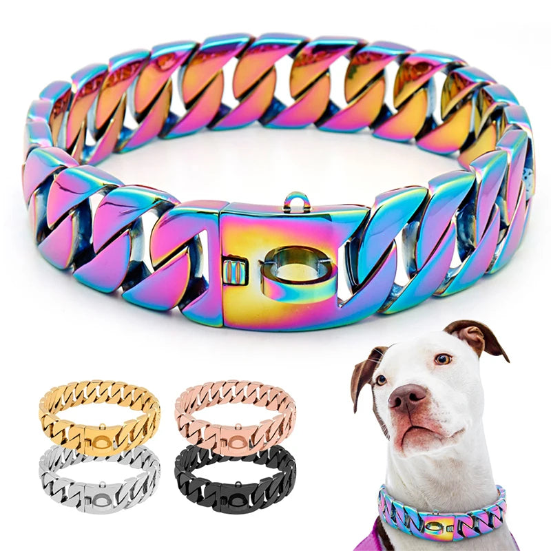 KrachtHals Metall Hundehalsband – Robuste Edelstahl Halsband für große Hunde