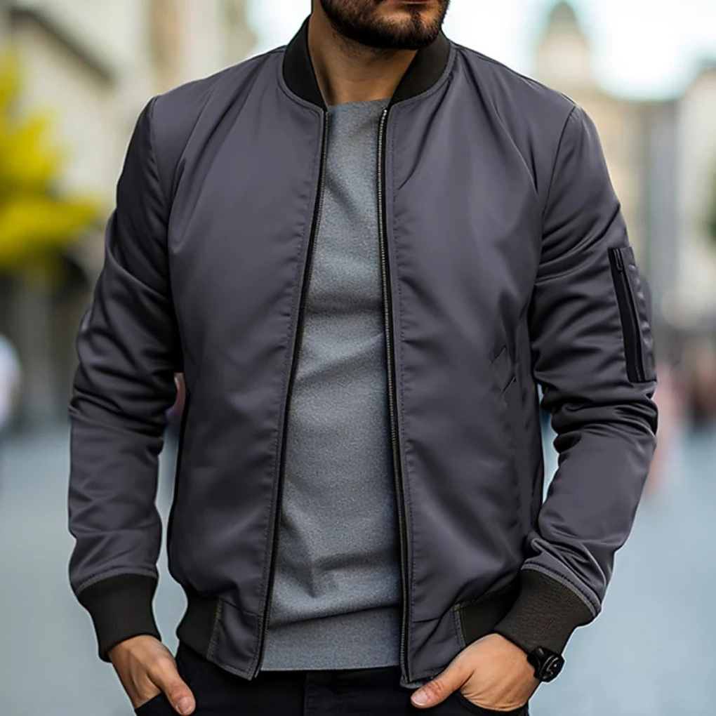 UrbanEdge Bomberjacke – Herrenjacke mit Reißverschluss und Rippdetails