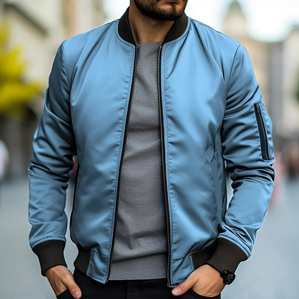 UrbanEdge Bomberjacke – Herrenjacke mit Reißverschluss und Rippdetails