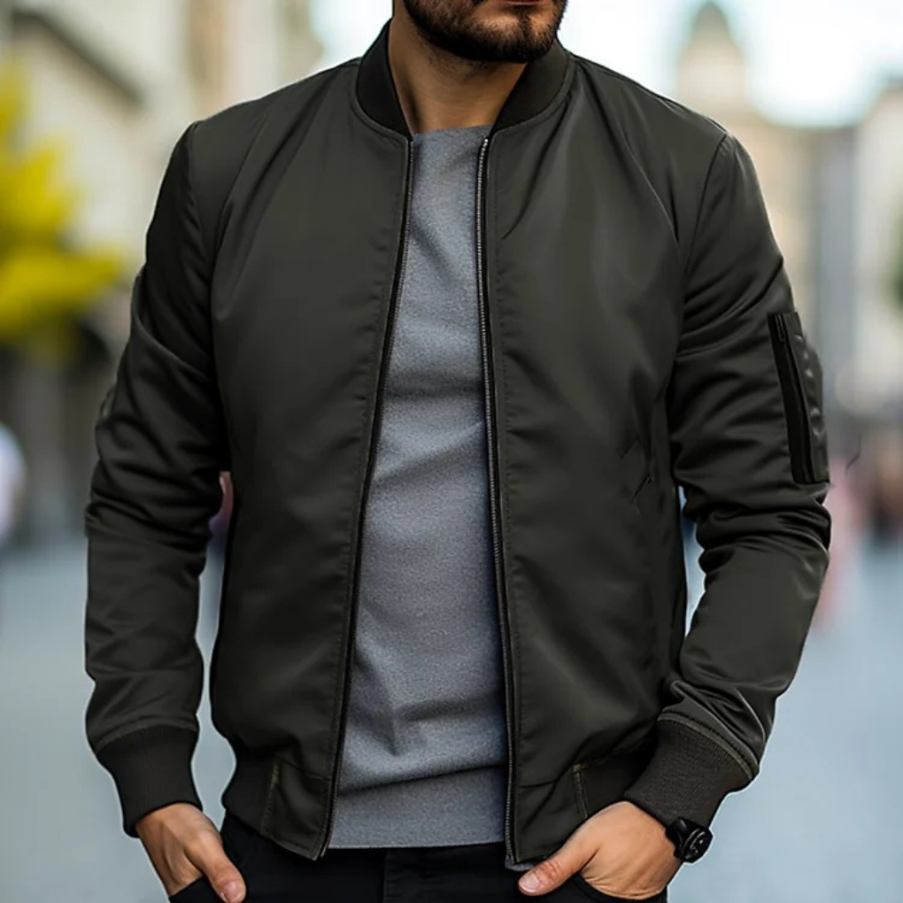 UrbanEdge Bomberjacke – Herrenjacke mit Reißverschluss und Rippdetails
