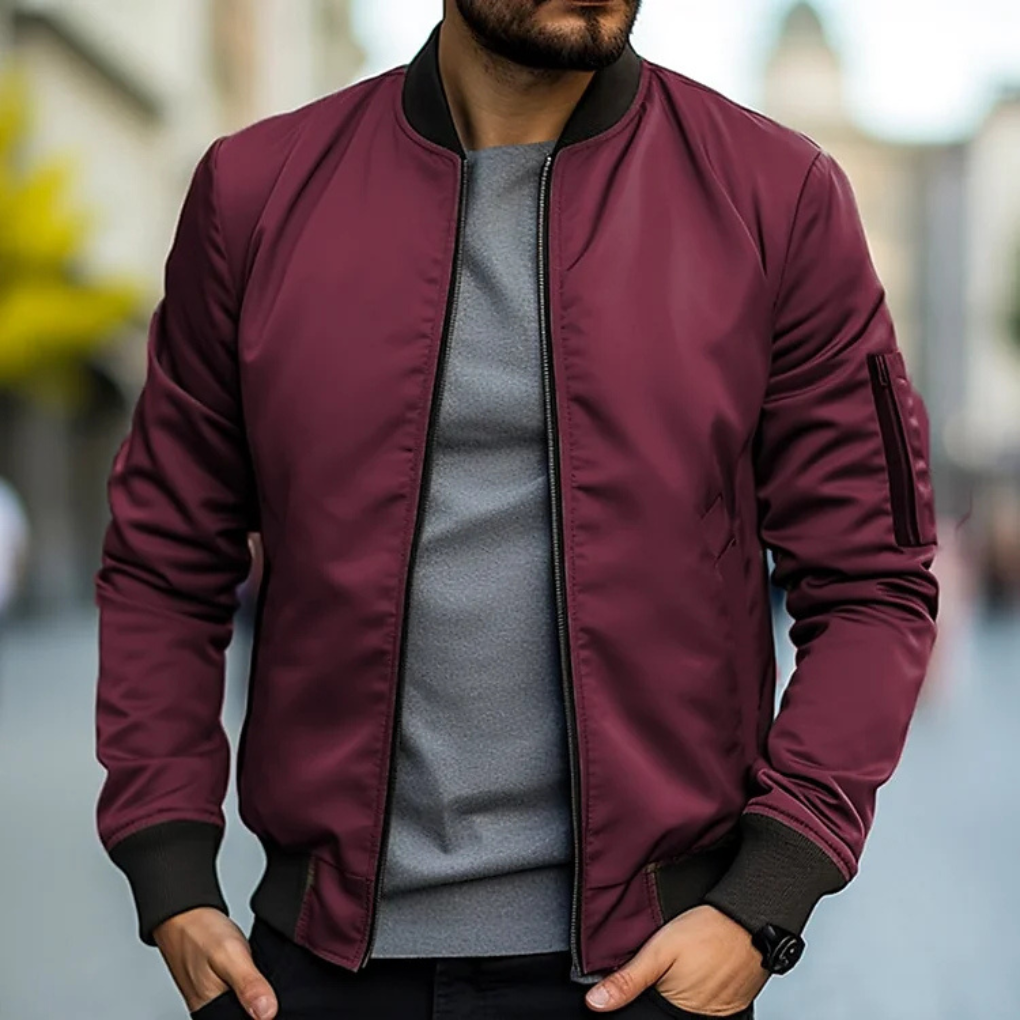 UrbanEdge Bomberjacke – Herrenjacke mit Reißverschluss und Rippdetails