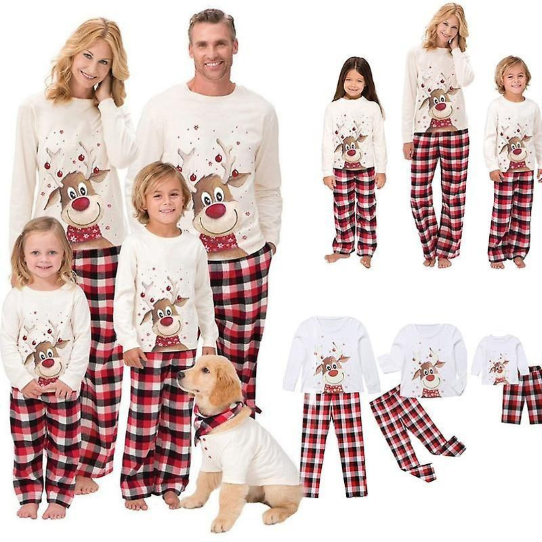 FeestKnit Passendes Weihnachts-Pyjama-Set – Weiches Baumwoll-Familienpyjama für Gemütliche Feiertage